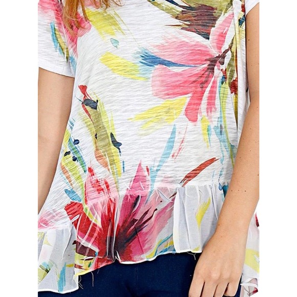 Women's Floral Print Tunic Top Size L Flowy High Low IMPULSE NWT - Picture 2 of 2